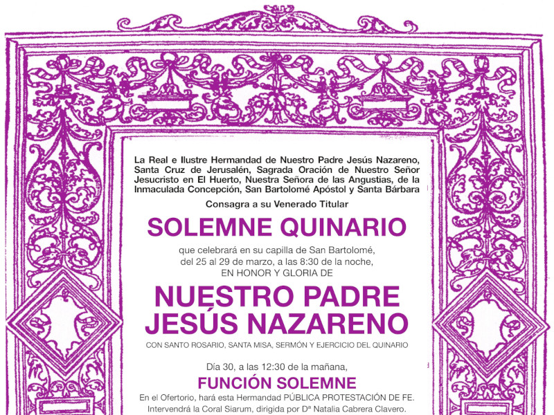 Cartel Función Ntro. Padre Jesús Nazareno